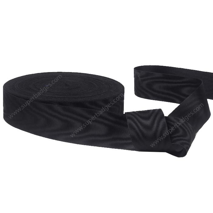 Mitred Ribbon Masonic Moire Ribbon Black - Super Badge Works